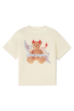 beige cotton tshirt PALM ANGELS KIDS | PBAA003F24JER0020460